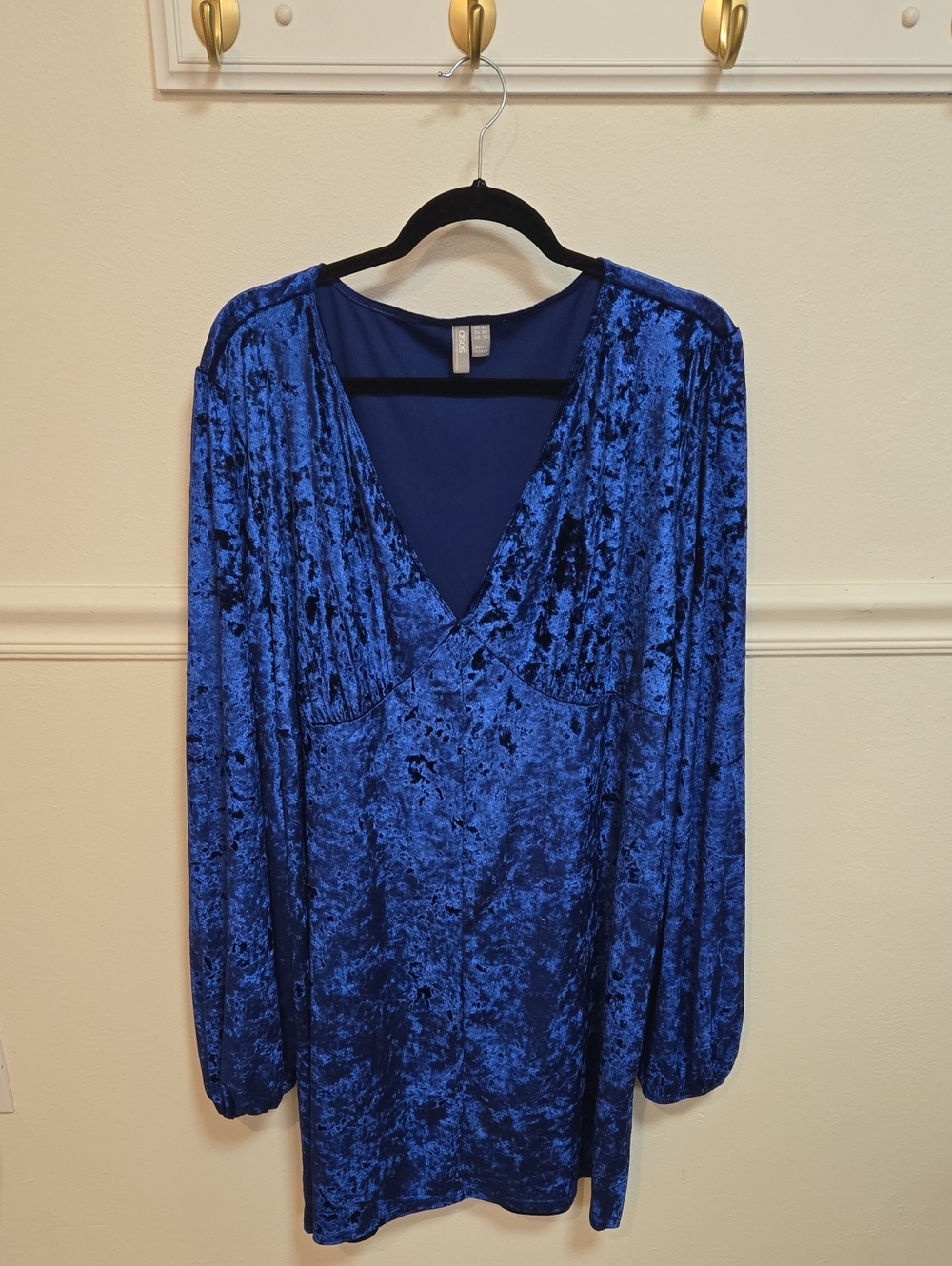 ASOS Royal Blue Crushed Velvet V-Neck Tunic